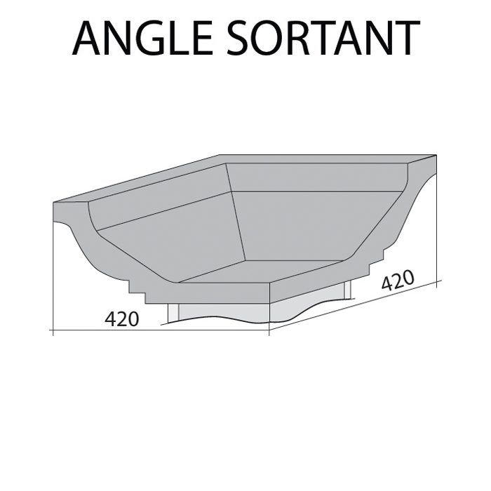 angle sortant de Corniche doucine bouchardée ciselée pierre reconstituée plancher ou chainage