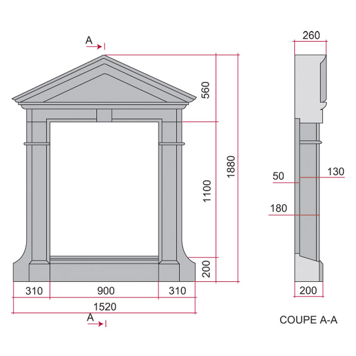 schema technique lucarne a fronton pierdor 