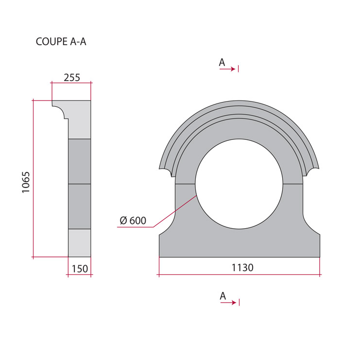 lucarne oeil de boeuf rond en pierre reconstituee