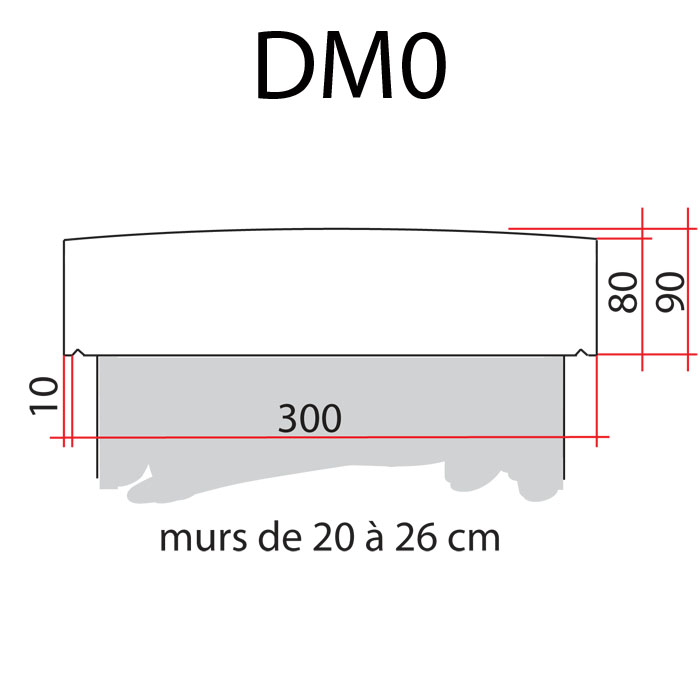 Dessus de mur bombé pierre reconstituée pour mur de 20 à 26cm hauteur 90cm