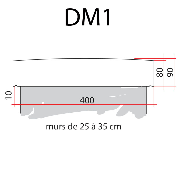 Dessus de mur bombé pierre reconstituée pour mur de 25 à 35cm hauteur 90cm