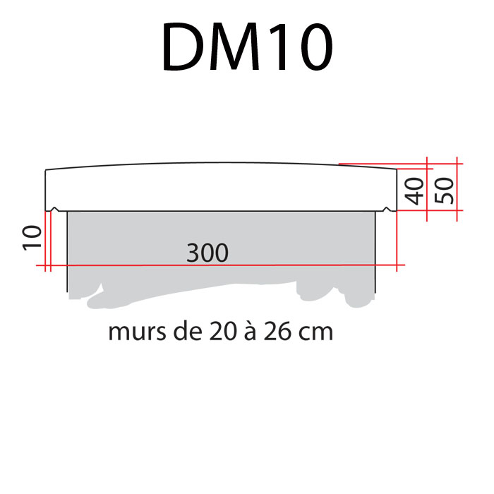 Dessus de mur bombé pierre reconstituée pour mur de 20 à 26cm hauteur 50cm