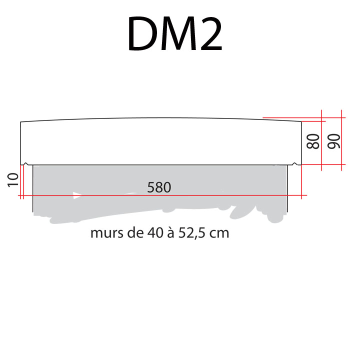 Dessus de mur bombé pierre reconstituée pour mur de 20 à 26cm hauteur 90cm