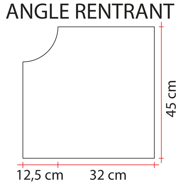 schéma margelle pierre reconstituée bouchardée galbée angle rentrant