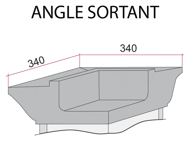 Schéma de l'angle sortant de corniche bandeau, 34 × 34 cm
