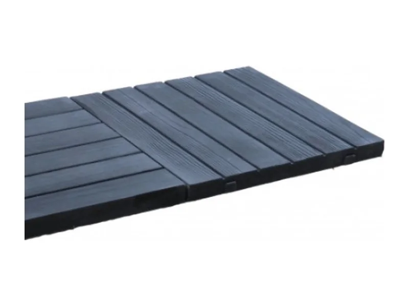 Dalles bois rainuré en pierre reconstituée, coloris anthracite