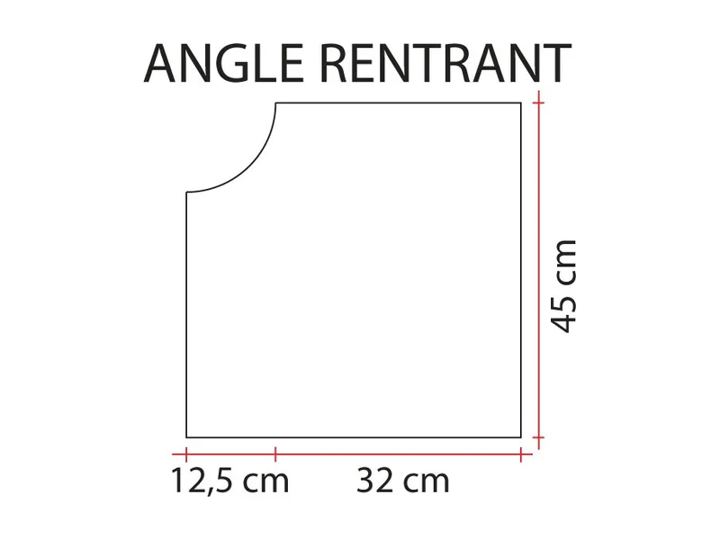 Schéma coté de l'angle rentrant AM5 : 45 × 32 cm