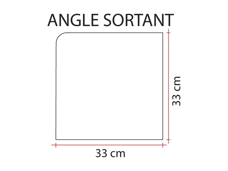 Schéma coté de l'angle sortant AMAR S : 33 × 33 cm